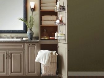 Podlahová koupelnová skříňka s košem na prádlo