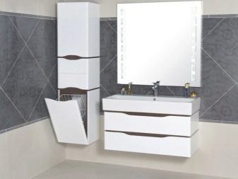 Závěsná koupelnová skříňka s košem na prádlo