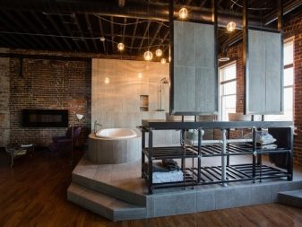 Bagno nel loft - Nessuna finitura del muro