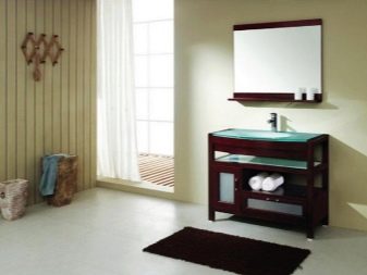 Floor cabinet for bathroom with glass sink 