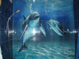 3D csempe a fürdőszoba falára - Delfin hatás