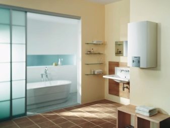 Gázüzemű vízmelegítő a fürdőszobában