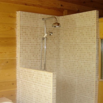 Shower cubicle against the wall