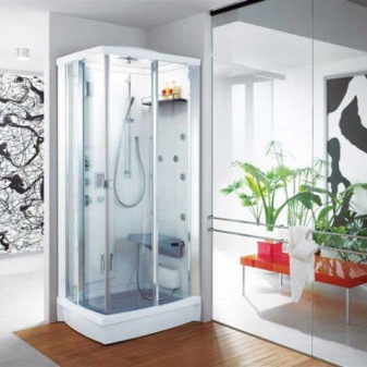 Glass rectangular shower cabin