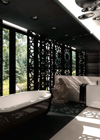 Черно-бял дизайн на банята