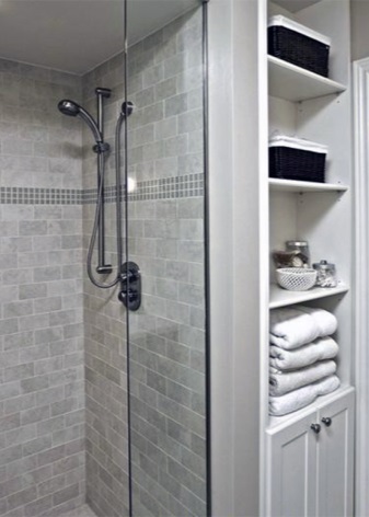 Shower Cabin and Shelves in the bathtub