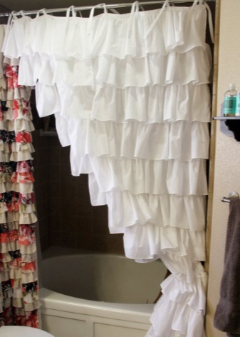 Rideau de salle de bains décoratif en tissu blanc en peluche