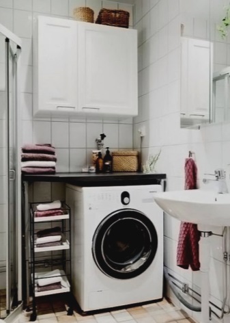 Μονάδα τοίχου πάνω από το πλυντήριο ρούχων στο μπάνιο