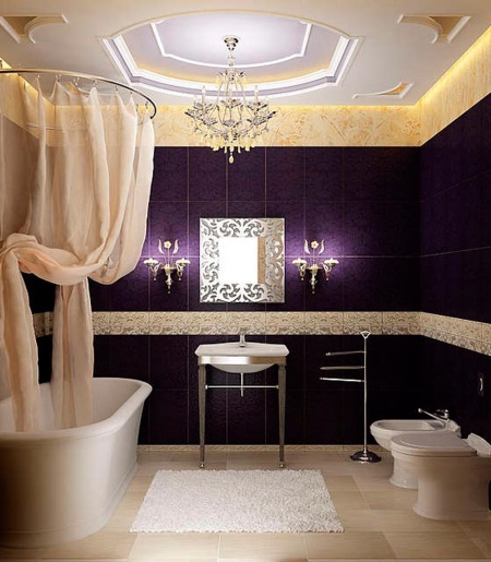 Salle de bains violette - Style classique