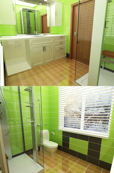 Zelena kopalnica s stekleno prho