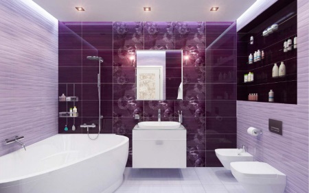 Salle de bains violette