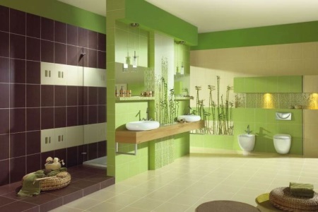 Zelena in vijolična kopalnica