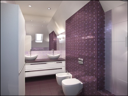 Salle de bains violette