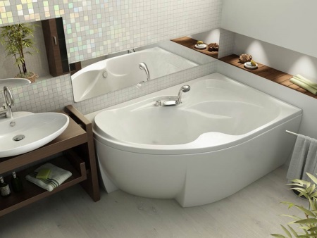 Asymmetric corner bathtubs