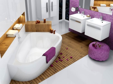 Asymmetric cast iron bathtub