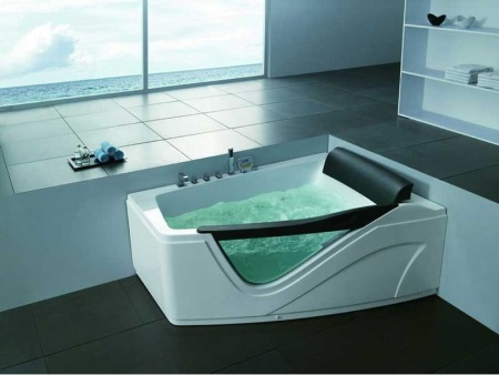 asymmetrical bathtub with whirlpool massage