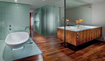 Τιρκουάζ-καφέ μπάνιο