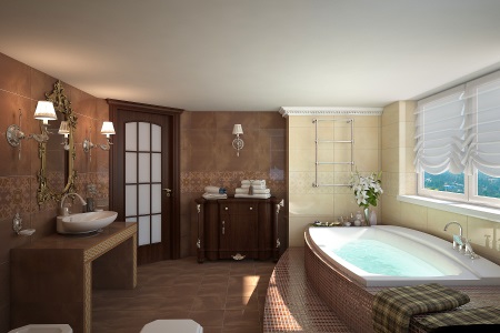 Tecto pintado numa bela casa de banho