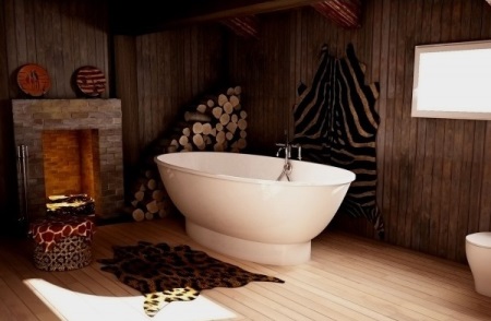 Kopalna kad iz umetnega marmorja v notranjosti kopalnice