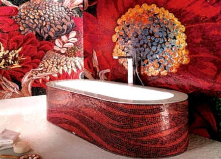 Badkamerinrichting met mozaïeken 