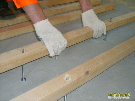 подова настилка върху регулируеми греди 