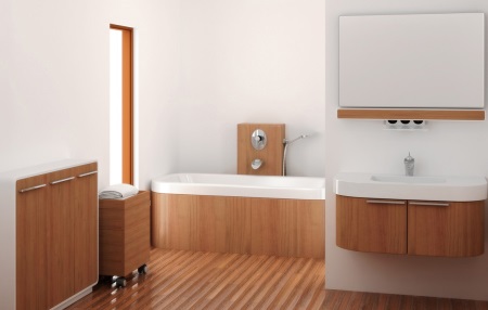 дървен под в банята