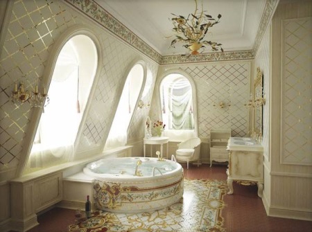 Conception de salle de bains avec carreaux de salle de bains en miroir