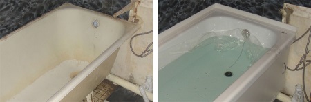 La bañera antes y después de la renovación