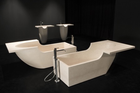 Badkar av konstgjord sten