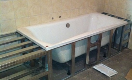 浴槽の支持脚の設置