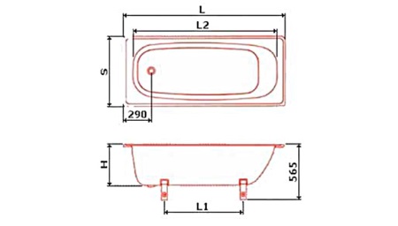 Afmetingen van stalen badkuipen
