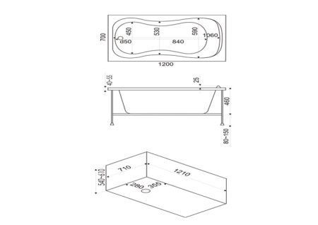 Afmetingen badkuip voor arylic bad