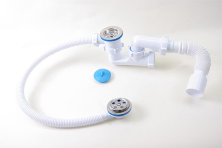 Konventionelt badeværelsesafløb og -slip