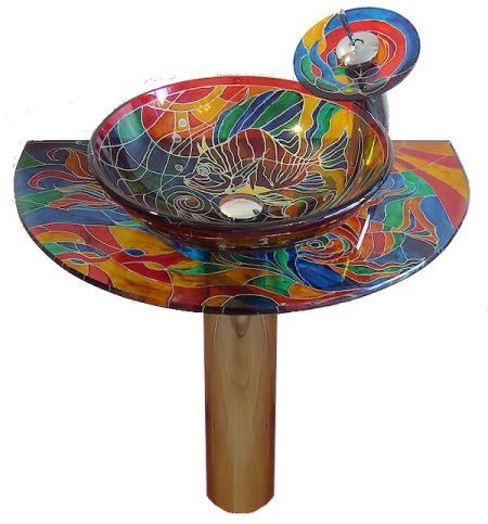 Multicolored bathroom sink