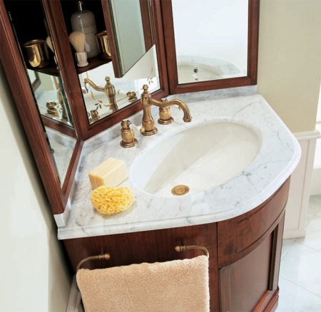 Corner sink with vanity unit