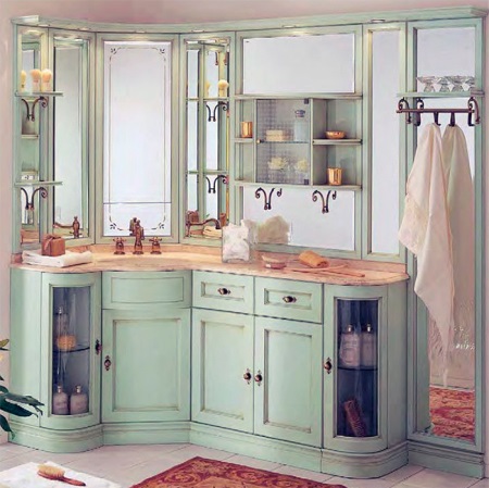 Large bathroom furniture with corner washbasin