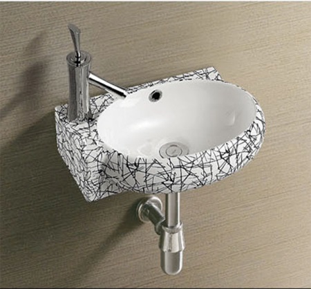 Corner wash basin with abstract design