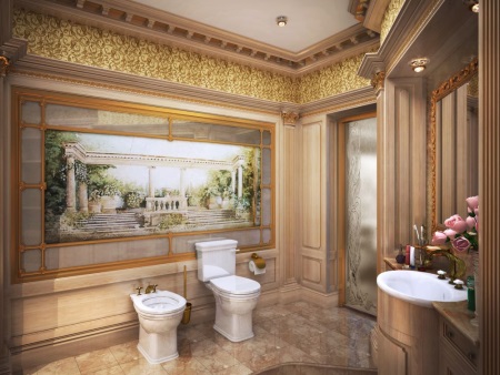 Mønstrede glasdøre i badeværelset