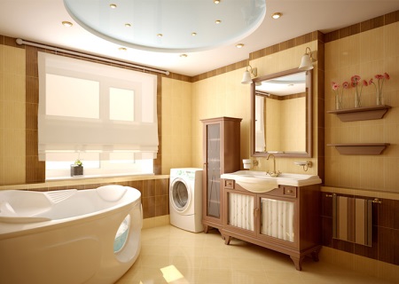 Strop v drevenej kúpeľni