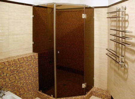 Tinted glass shower curtains