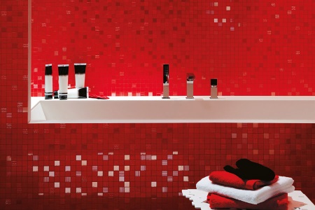 赤色モザイクタイル-光沢とつや消し