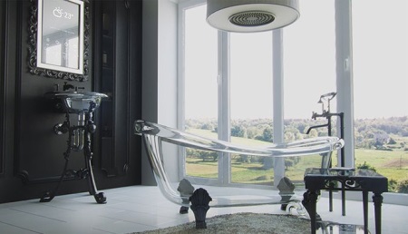 Elegante bañera de cristal 