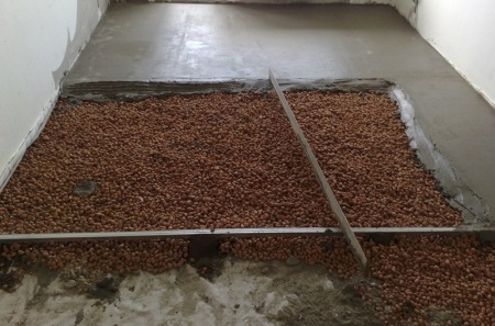 Замазка на пода от керамзит в банята