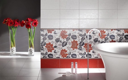 Red in a small bathroom