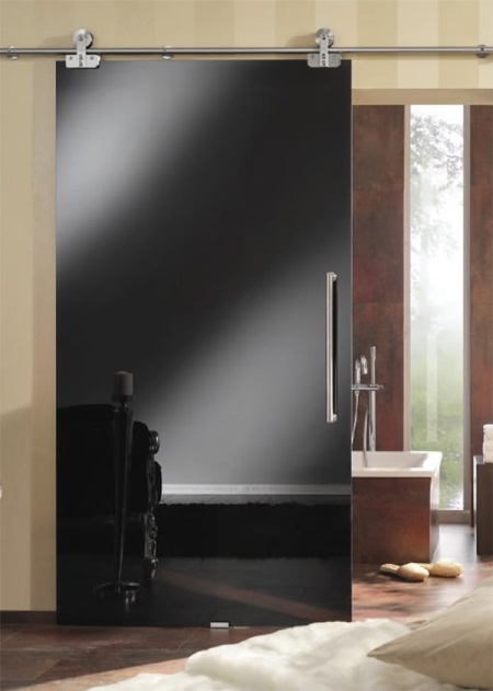 Badrumsdörr av svart glas