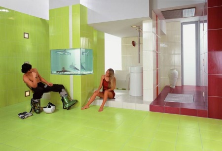 Satijnen badkamer gecombineerd met bordeaux