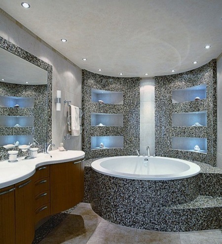 iluminat perimetral în baie gri 