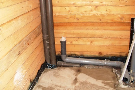 Plumbing in a wooden house