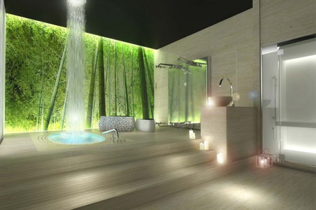 Ozadje in slap v kopalnici