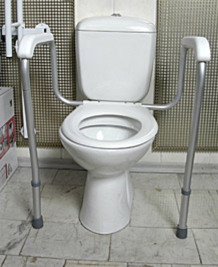 Anpassad toalettledstång för funktionshindrade
